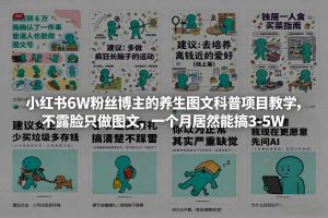 小红书6W粉丝博主的养生图文科普项目教学,不露脸只做图文,一个月居然能搞3-5W-资源云