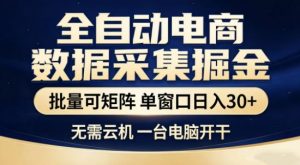 独家电商数据全自动采集项目，批量可矩阵，单窗口轻松日入3张+【揭秘】-资源云