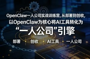 OpenClaw小龙虾+一人公司实战训练营，从部署到创收，将AI工具转化为“一人公司”引擎，低成本变现（更新）-资源云