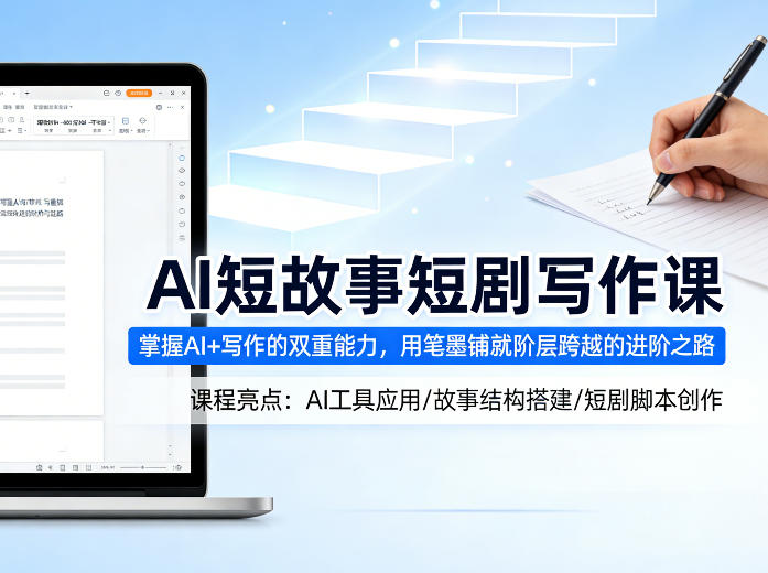 AI短故事短剧写作课，掌握AI+写作的双重能力，用笔墨铺就阶层跨越的进阶之路-资源云