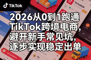 2026从0到1跑通TikTok跨境电商，避开新手常见坑，逐步实现稳定出单-资源云