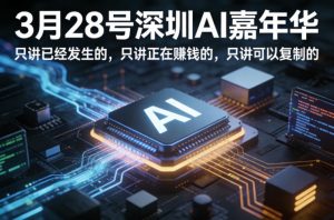3月28号深圳AI嘉年华，只讲已经发生的，只讲正在賺钱的，只讲可以复制的-资源云