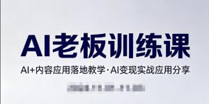 内容AI老板训练课，AI+内容应用落地教学，AI变现的实战应用分享-资源云