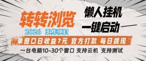 转转浏览2026，王炸项目，懒人挂G一键启动，单窗口日收益7米，一台电脑10-30个窗口，支持云机【揭秘】-资源云