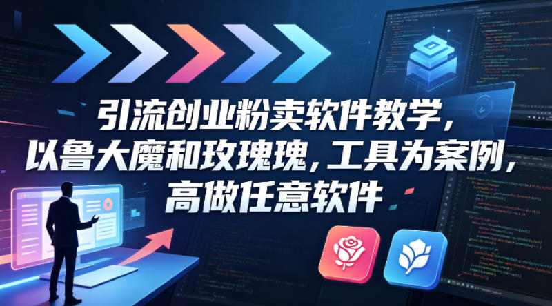 引流创业粉卖软件教学，以鲁大魔和玫瑰工具为案例，可做任意软件-资源云