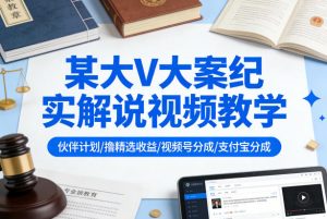某大V大案纪实解说视频教学，可做伙伴计划、撸精选收益，视频号和支付宝分成计划均可-资源云